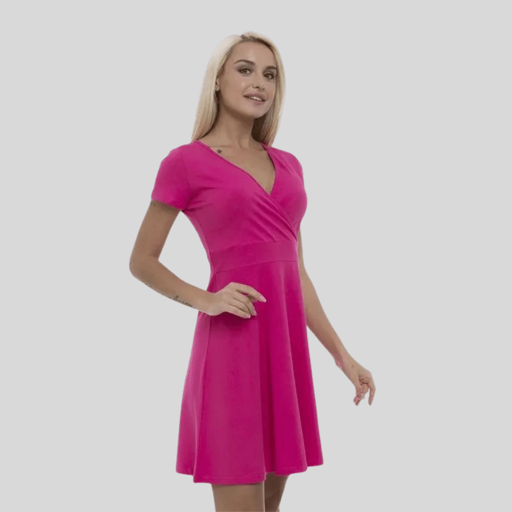 Sleek Mini Dress V Neck