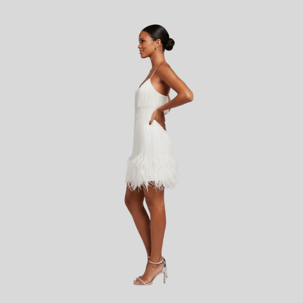 Glamorous Fringe Feather Cocktail Dress