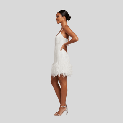 Glamorous Fringe Feather Cocktail Dress