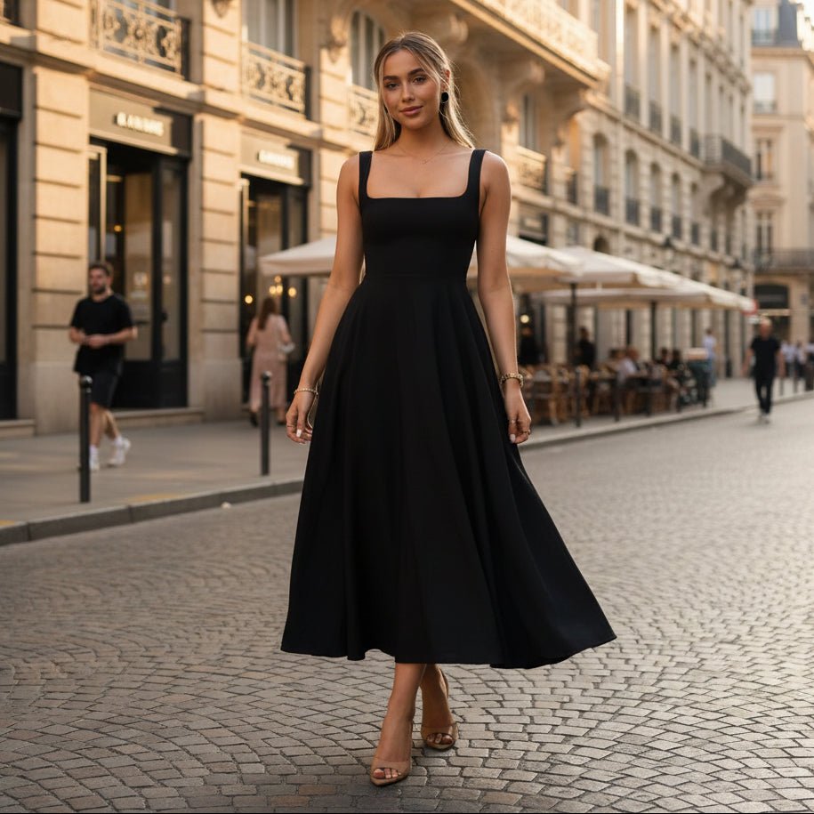 Midi-Kleid mit eckigem Ausschnitt