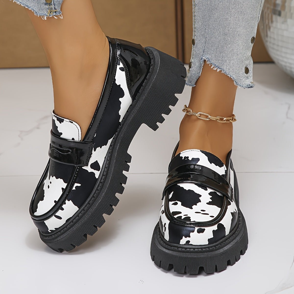 Bold Zebra Slip On Loafers
