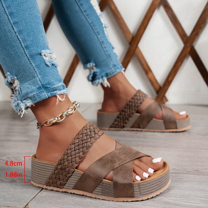 Woven Platform Slide Sandals
