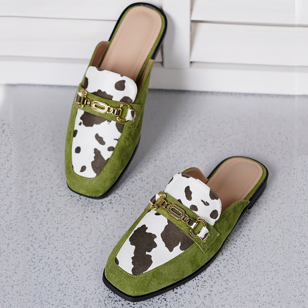 Square Toe Slip On Mule Loafers