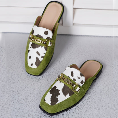 Square Toe Slip On Mule Loafers