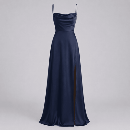 Cowl Neck Split Maxi Dress
