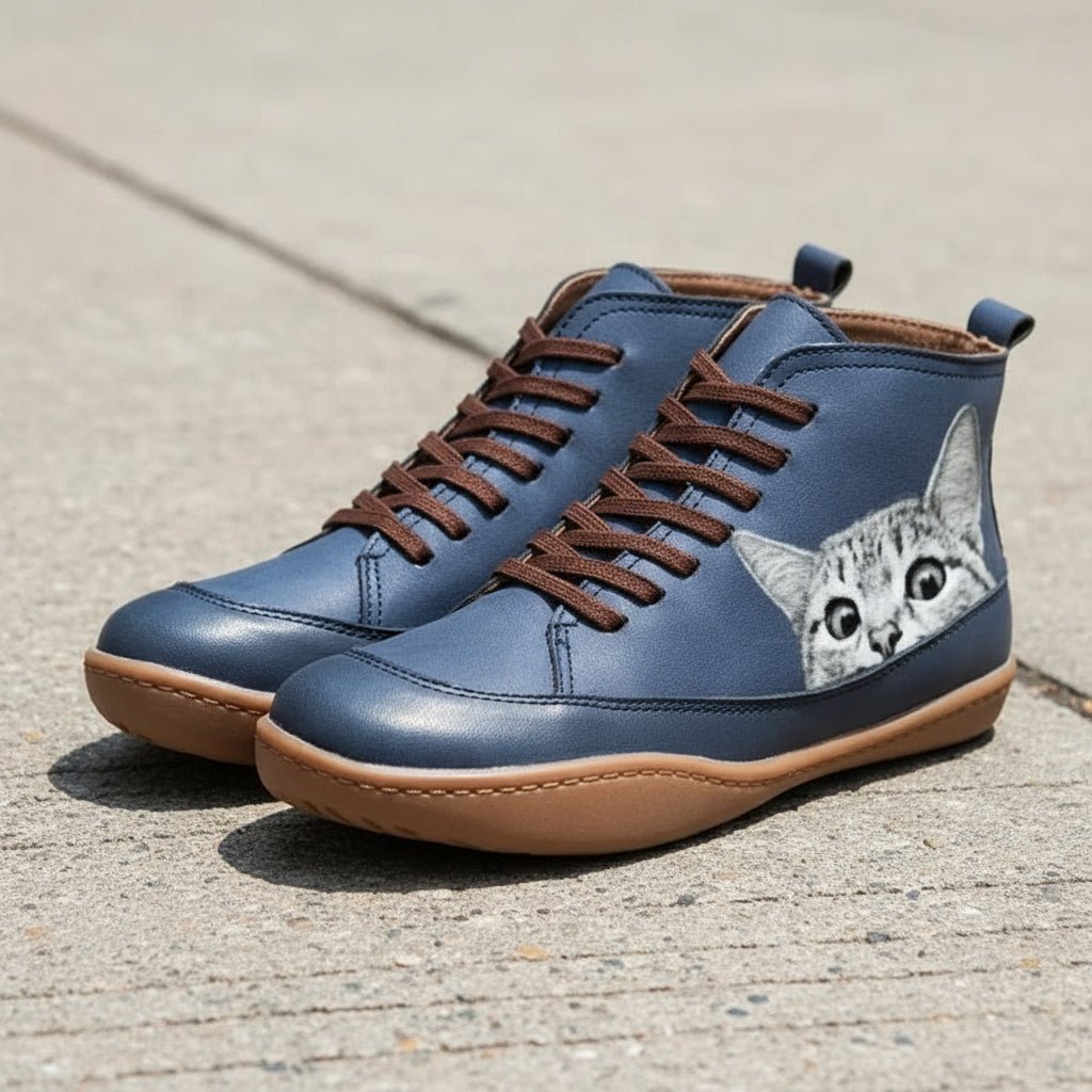 Playful Casual Cat Ankle Boots