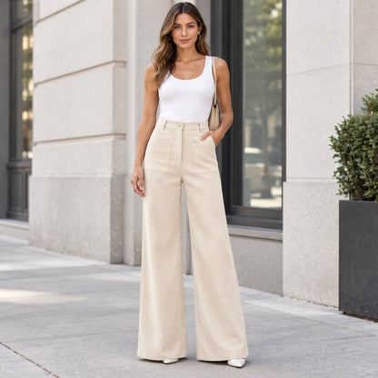 High-Waisted Straight-Leg Pants