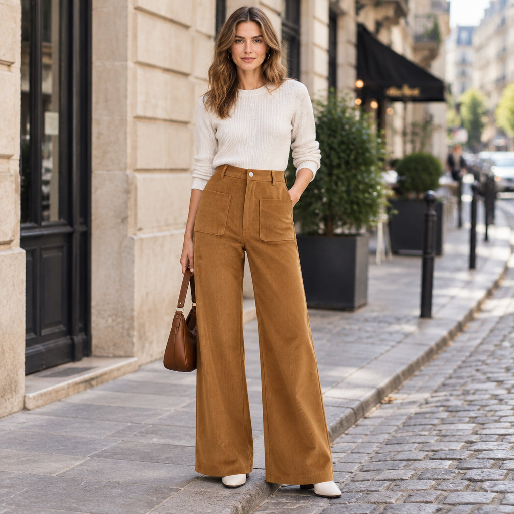 High-Waisted Straight-Leg Pants