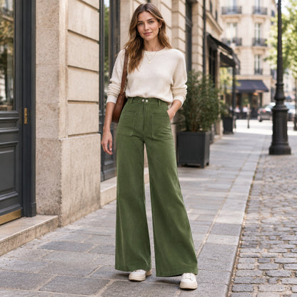 High-Waisted Straight-Leg Pants