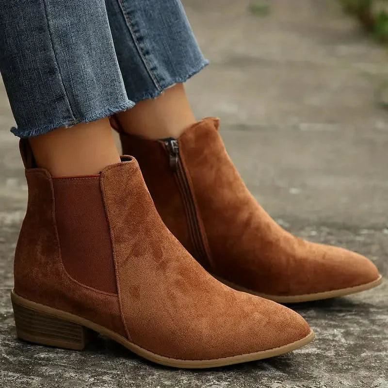 Casual Ankle Boots with Sleek Back Zip Design