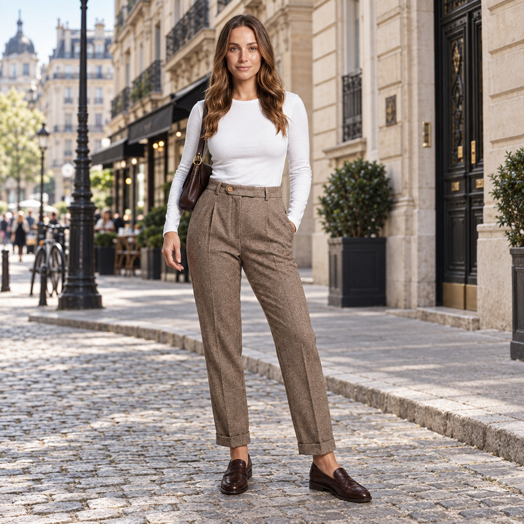 High-Waist Pleated Trousers