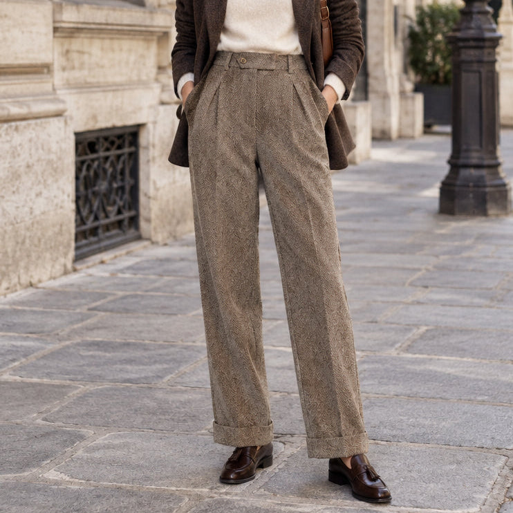 High-Waist Pleated Trousers