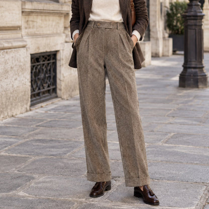 High-Waist Pleated Trousers