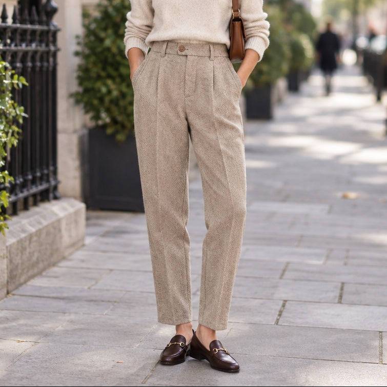 High-Waist Pleated Trousers