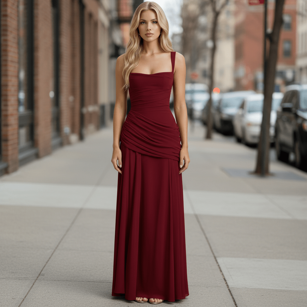 Sleeveless Ruched Maxi Dress