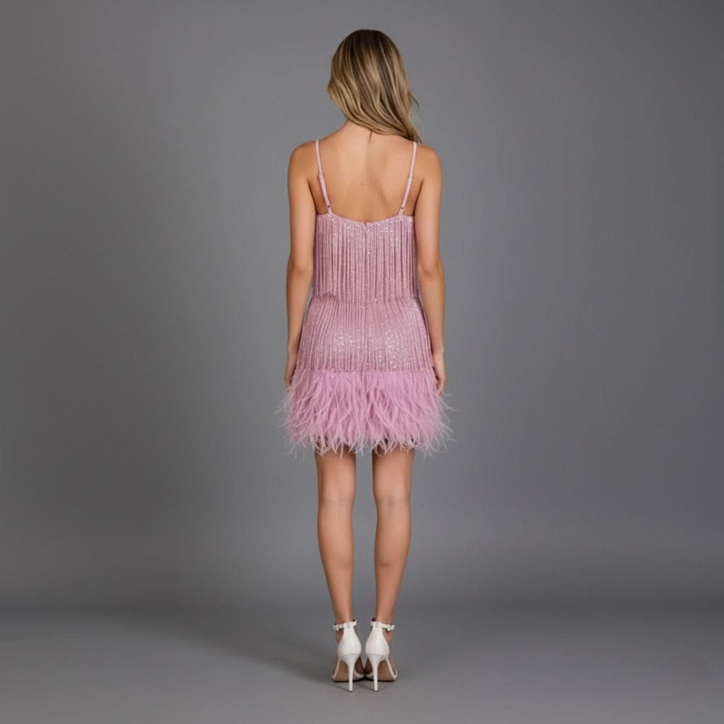 Fringe & Feather Mini Cocktail Dress