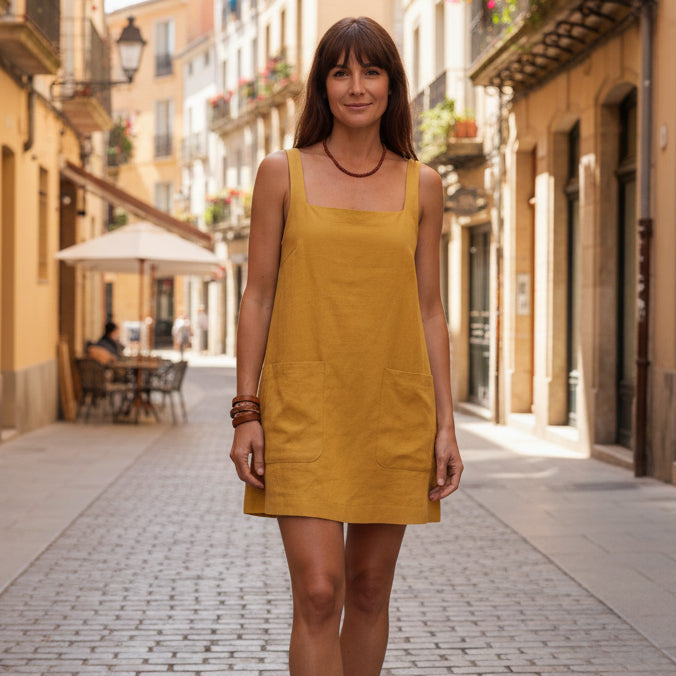 Mini-Kleid mit quadratischem Ausschnitt