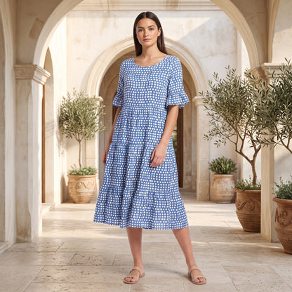 Tiered Flutter Sleeve Midi Dress