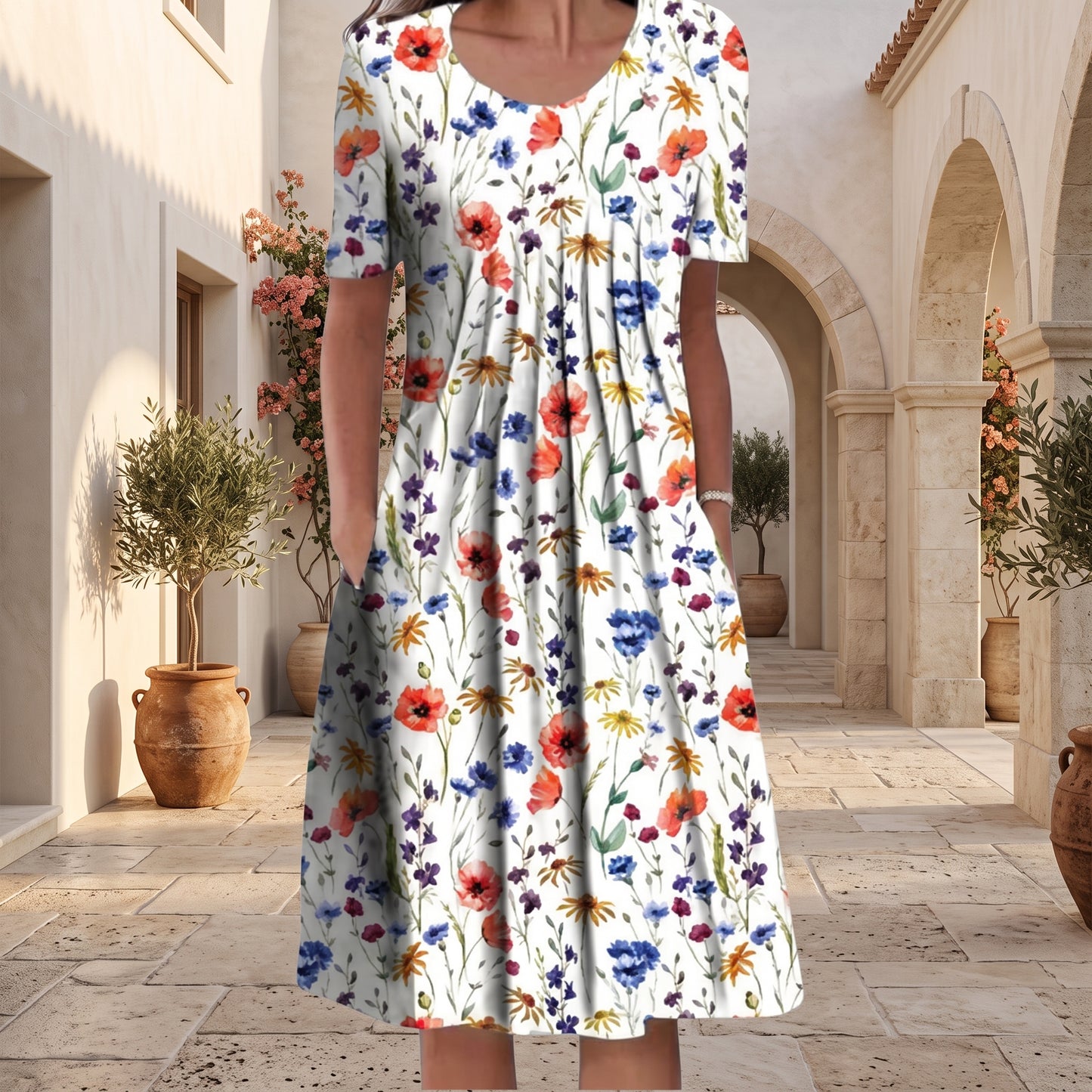 Floral Relaxed Fit Midi Dress