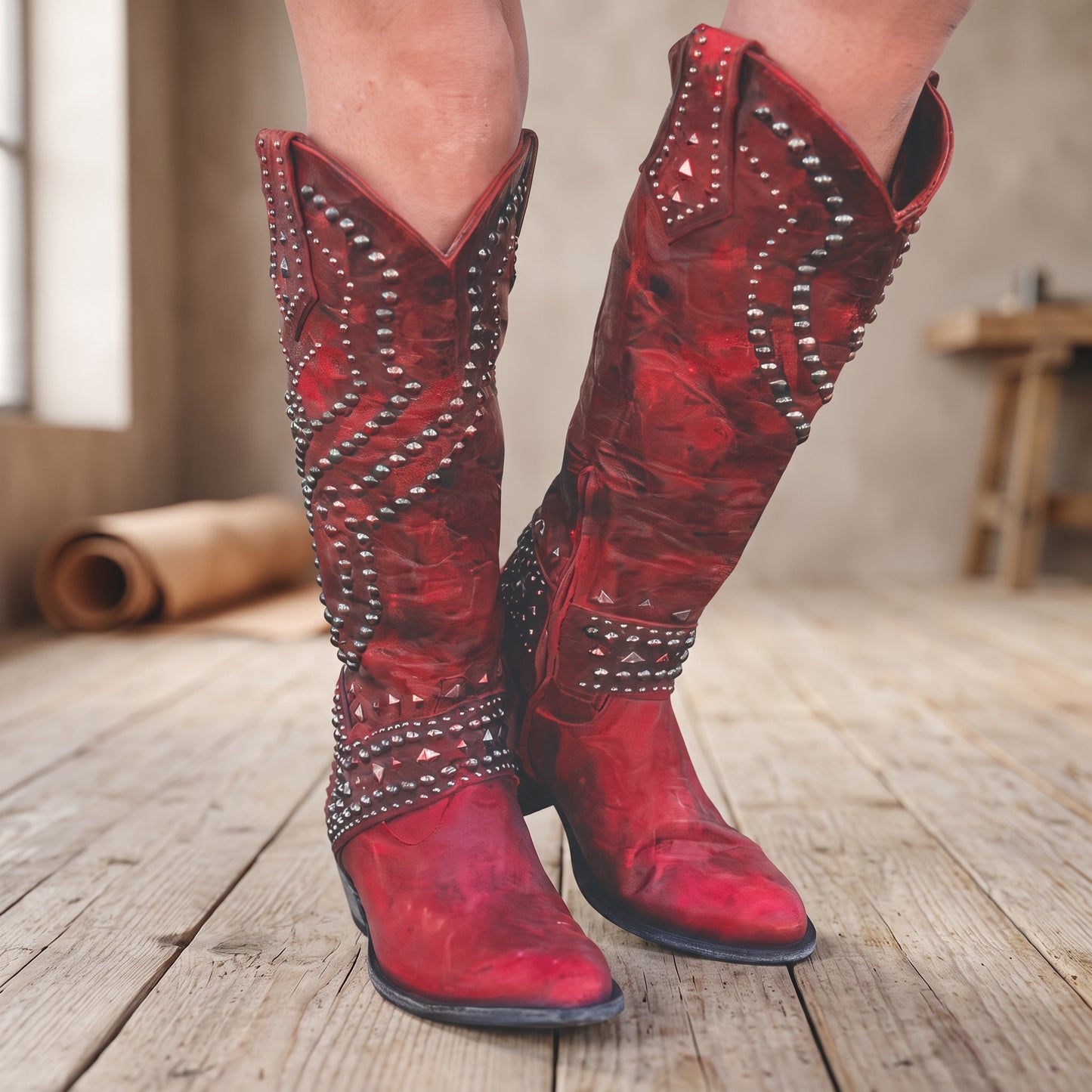 Embellished Western Knee-High Boots