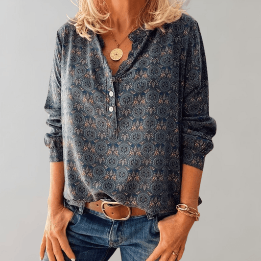 Blusa boho de manga larga con estampado  