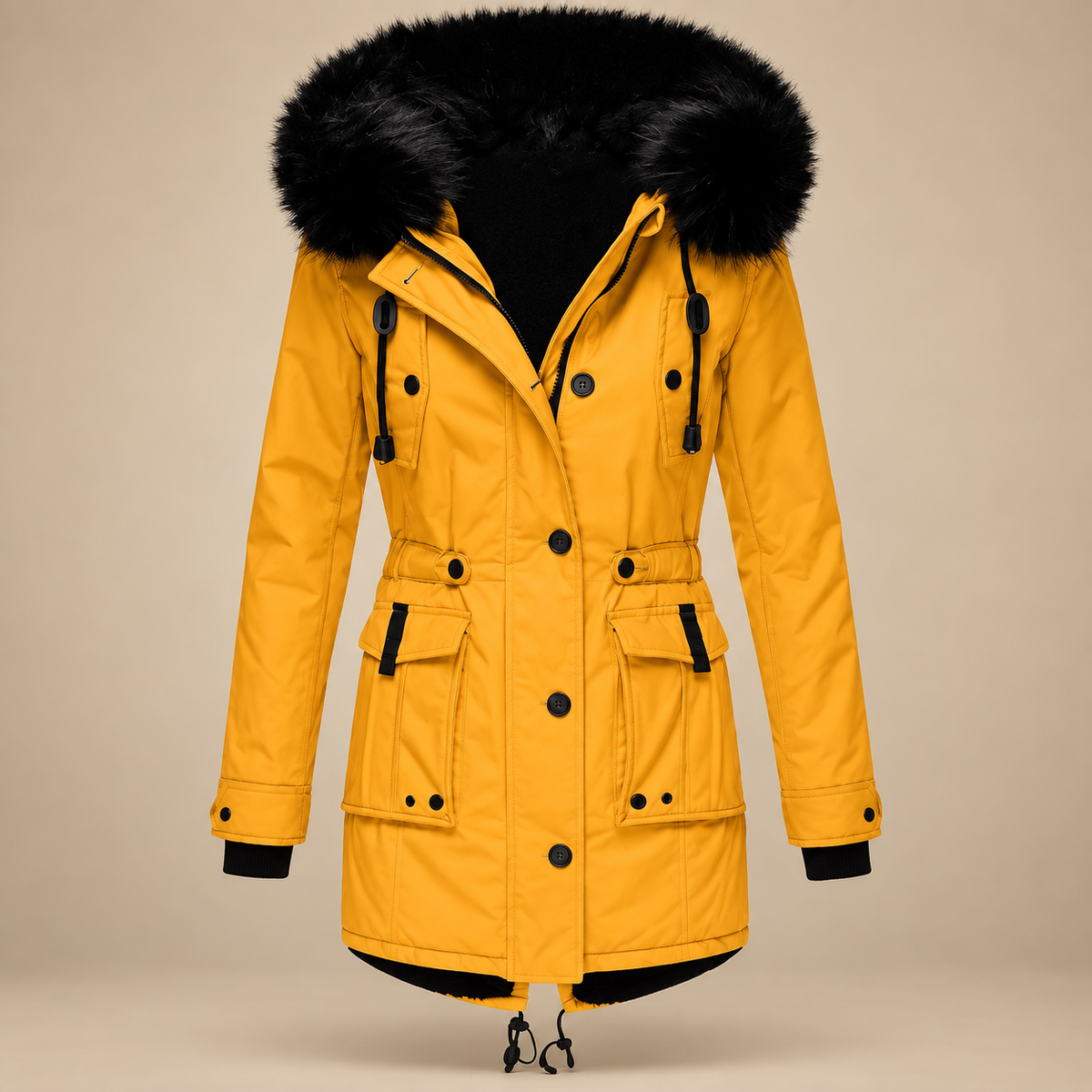 Buttoned Front Winter Parka