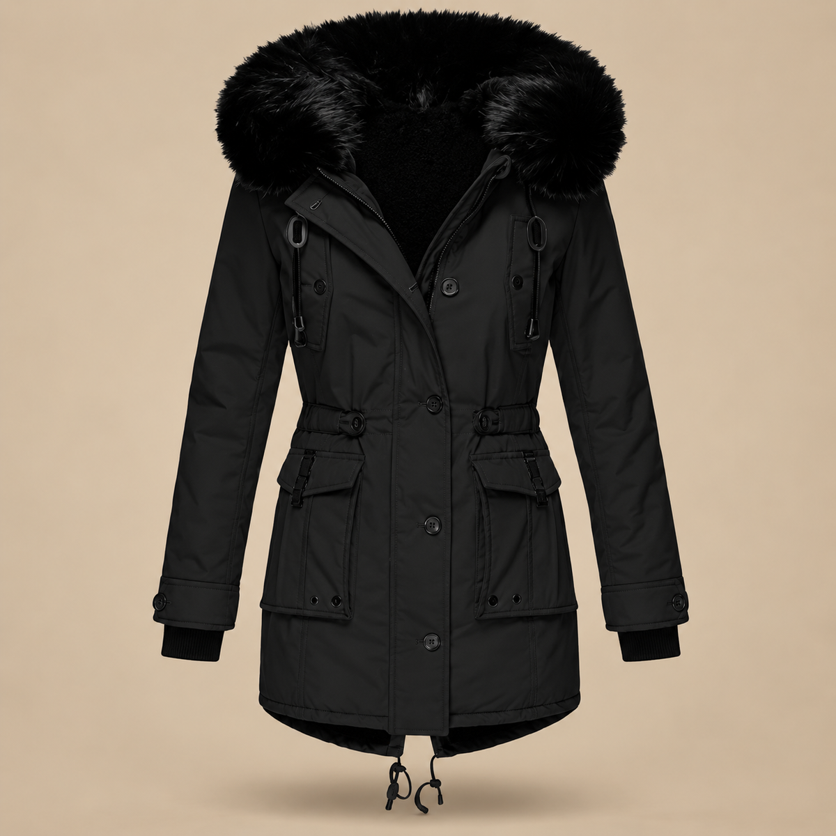 Buttoned Front Winter Parka