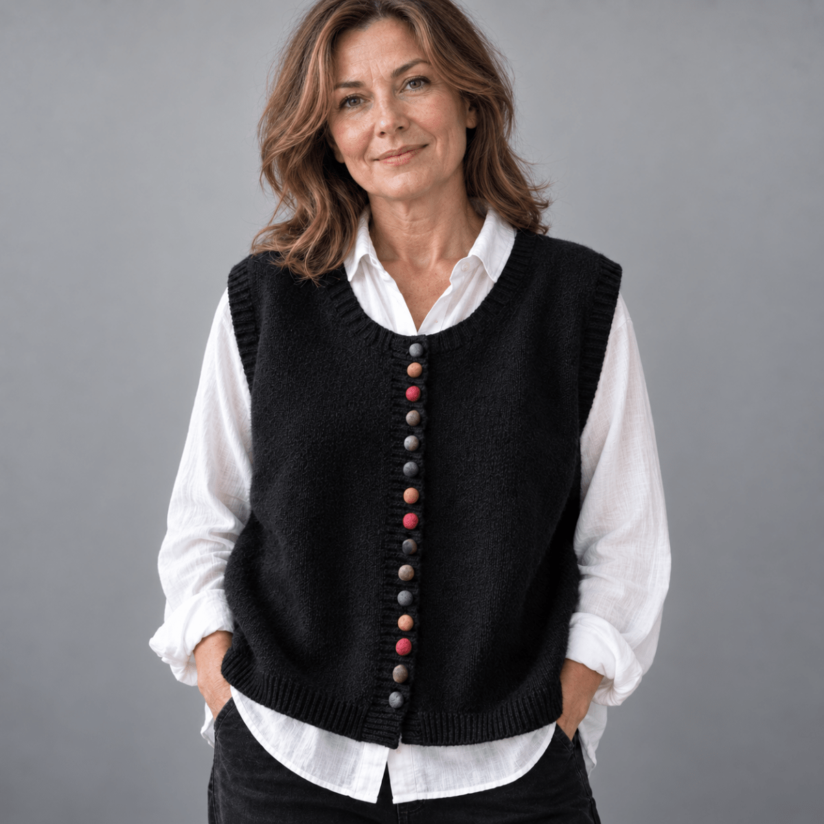 Quinn | Women's Ribbed Knit Button-Front Vest