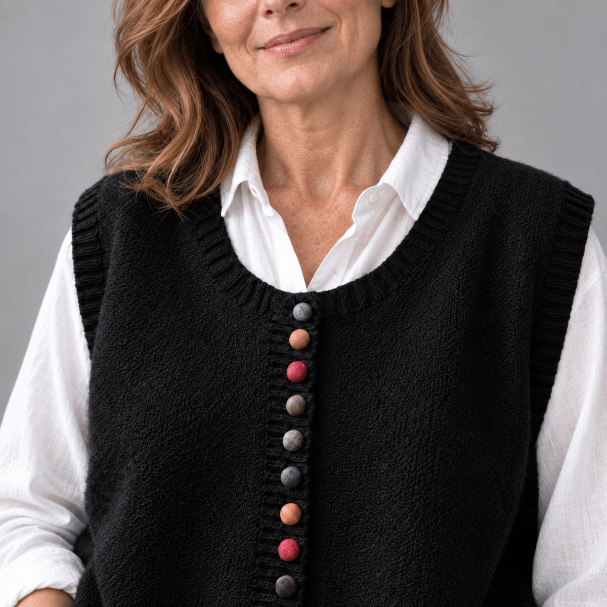 Quinn | Women's Ribbed Knit Button-Front Vest