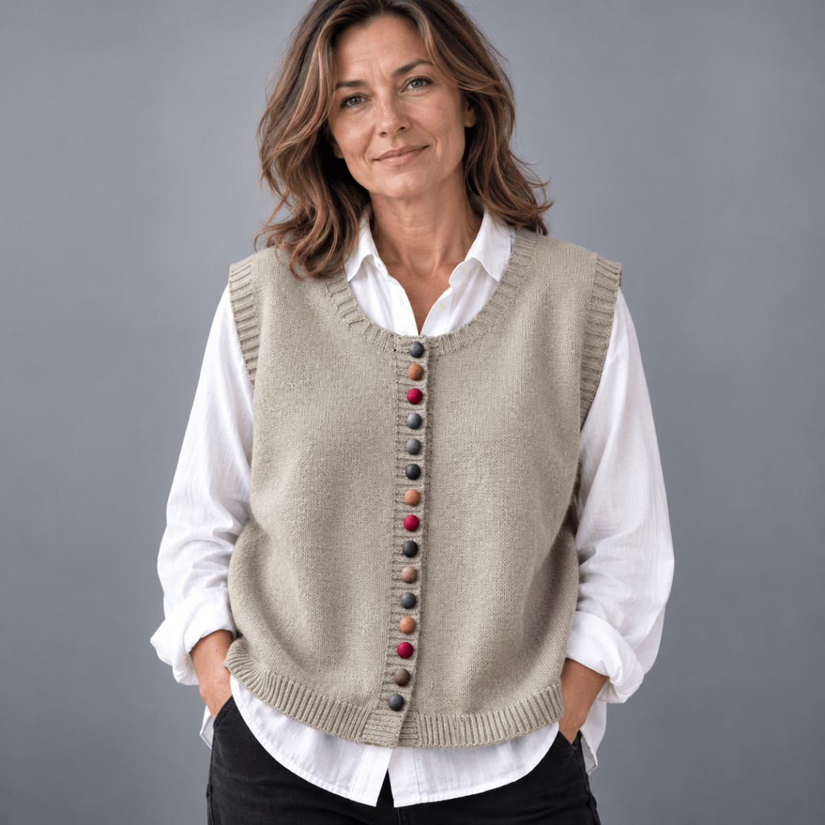 Quinn | Women's Ribbed Knit Button-Front Vest