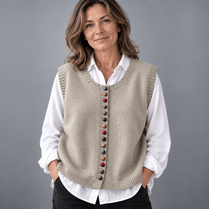 Quinn | Women's Ribbed Knit Button-Front Vest
