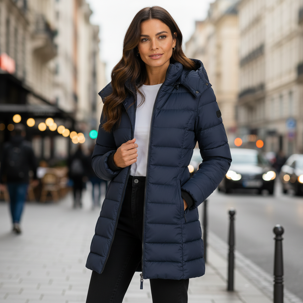 Damen-Parka mit Kapuze und Wattierung