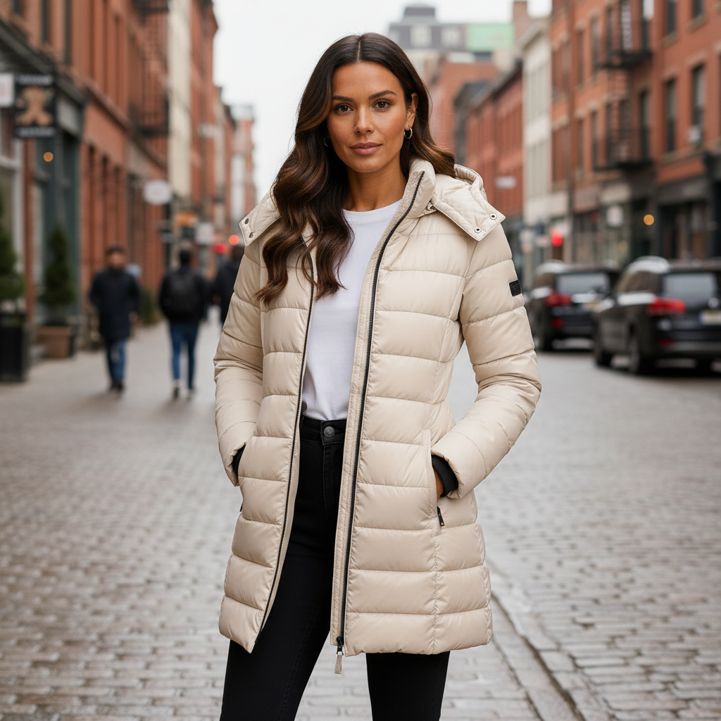 Damen-Parka mit Kapuze und Wattierung
