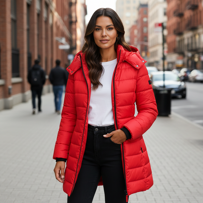 Damen-Parka mit Kapuze und Wattierung