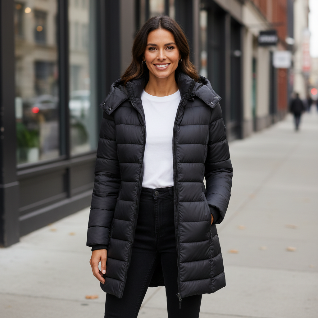 Damen-Parka mit Kapuze und Wattierung
