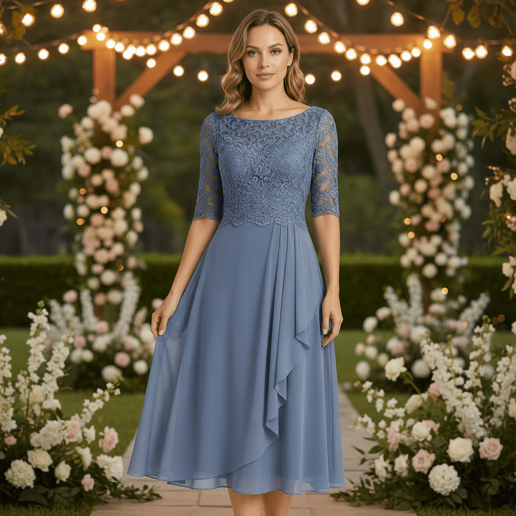 Midi-Kleid mit ausgestelltem Rock und hoher Taillenlinie