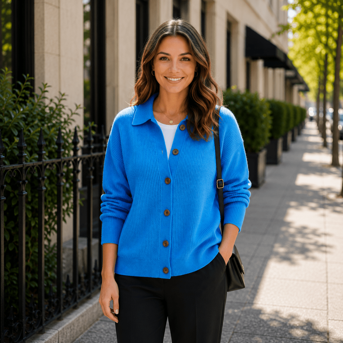Cardigan mit Kragen und Knopfleiste für den Alltag