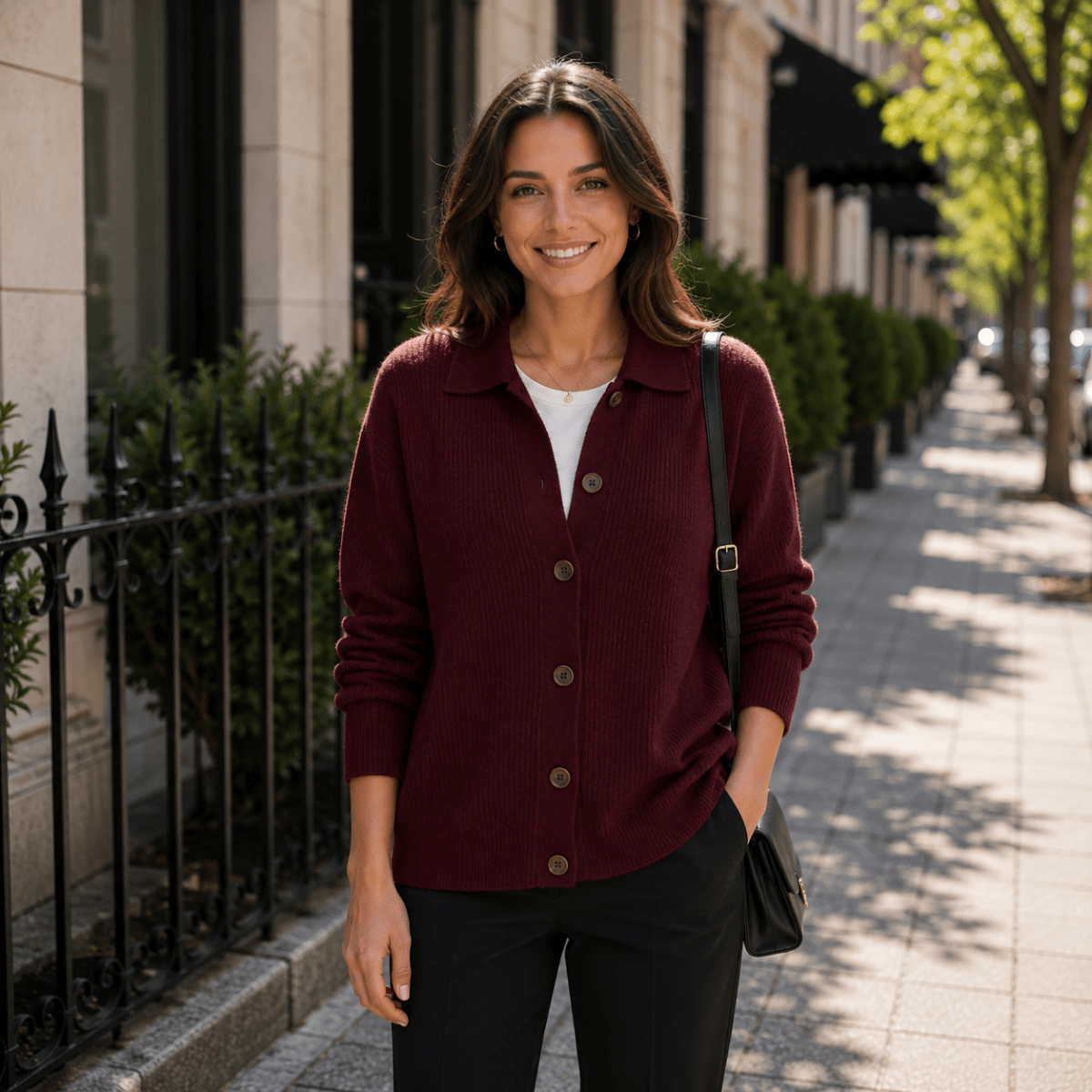 Cardigan mit Kragen und Knopfleiste für den Alltag