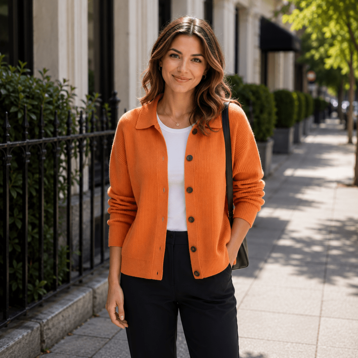 Cardigan mit Kragen und Knopfleiste für den Alltag