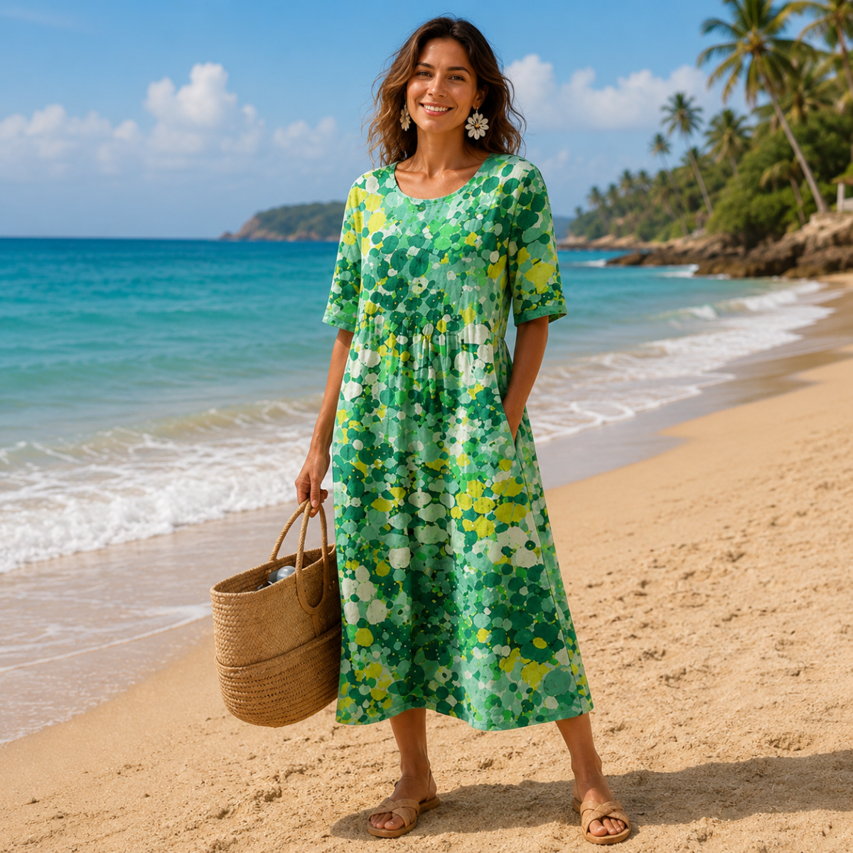 Luftiges Midikleid mit Blumenmuster für jeden Anlass