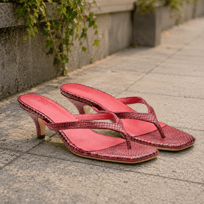 Snake-Scale Kitten Heel Pumps