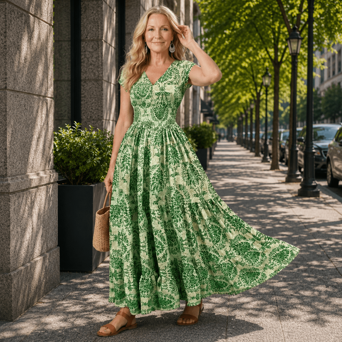 Flowy V-Neck Maxi Dress for Warm Weather Days