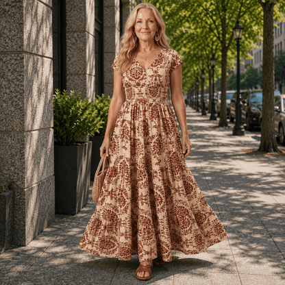 Flowy V-Neck Maxi Dress for Warm Weather Days