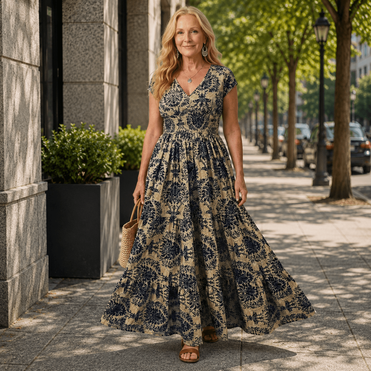 Flowy V-Neck Maxi Dress for Warm Weather Days