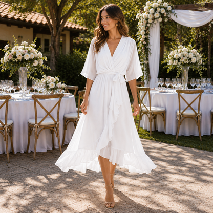 Vestido Midi Gala Listo con Cinturón Ajustable en la Cintura