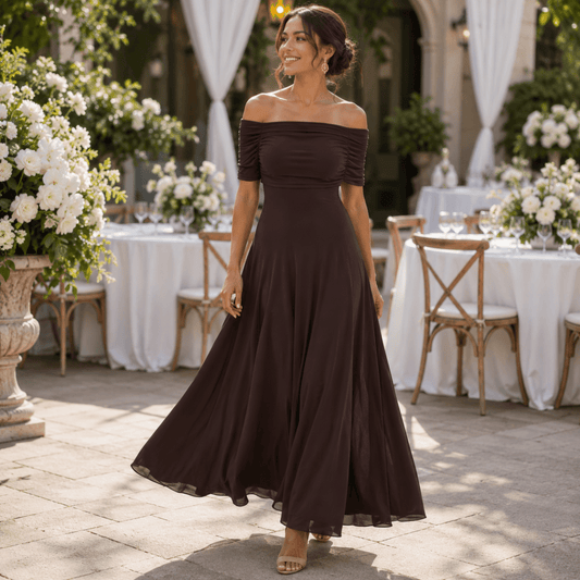 Draped Midi Dress with Chic Off Shoulder Design