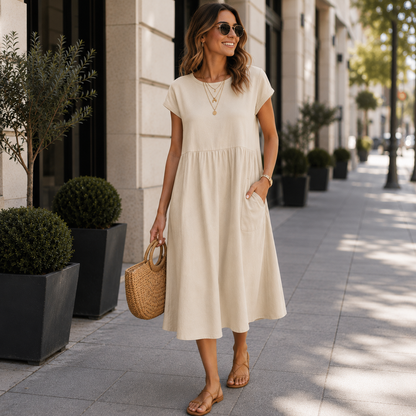 Elegantes Kleid mit weicher, konturierter Passform und Taschen