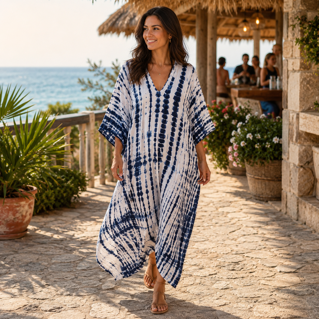 Elegant Maxi Dress with Relaxed Caftan Inspired Style