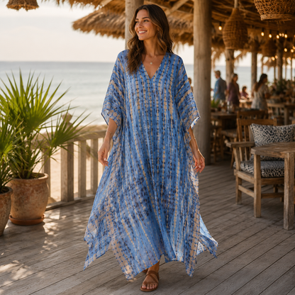Elegant Maxi Dress with Relaxed Caftan Inspired Style