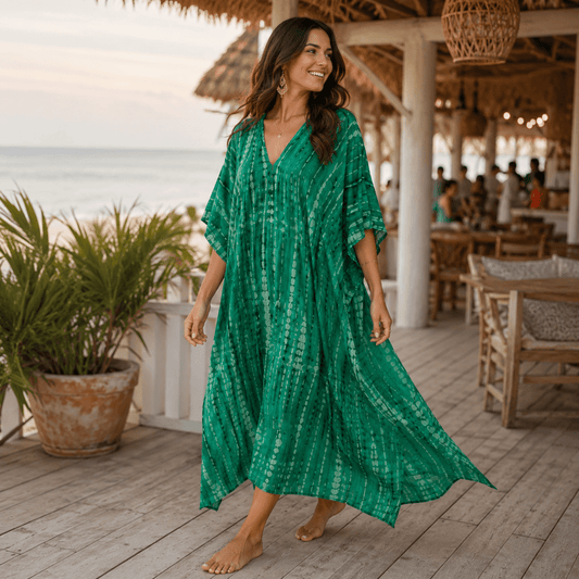 Elegant Maxi Dress with Relaxed Caftan Inspired Style